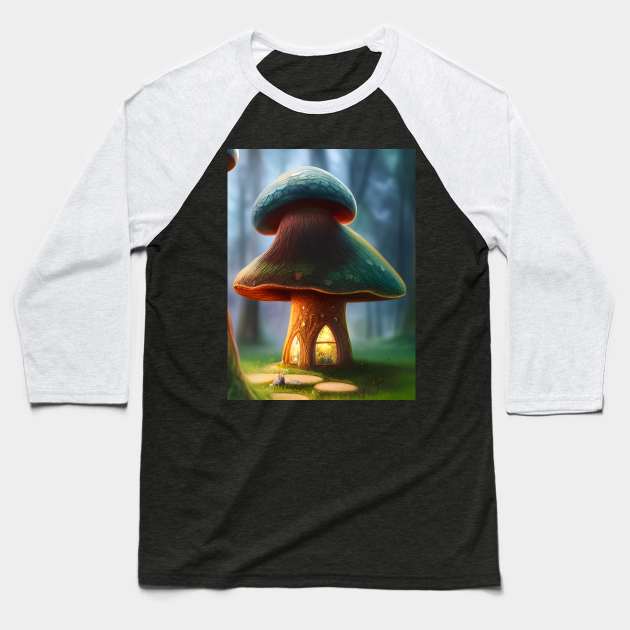 Enchanting Home for Sale (1) - Magic Mushroom House Baseball T-Shirt by TheThirdEye